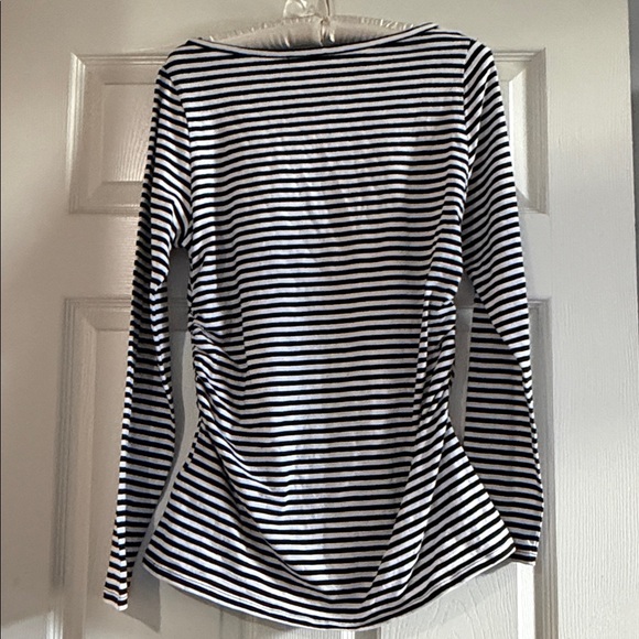 Madewell Black and White Striped Long Sleeve Cinched Waist Tee Medium NWT - Picture 3 of 3